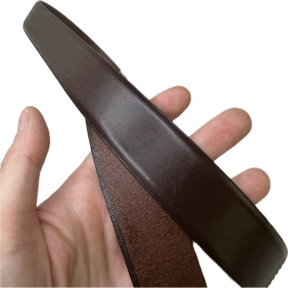 Eddie Bauer Men's Genuine Leather Dress Belt Feather edge Dark Brown 40 XL NWT - Picture 2 of 7